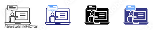 Online Presentation icon set multiple style