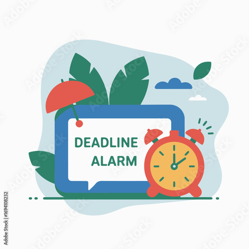 Business deadline alarm clock and notification symbol for time management and urgency