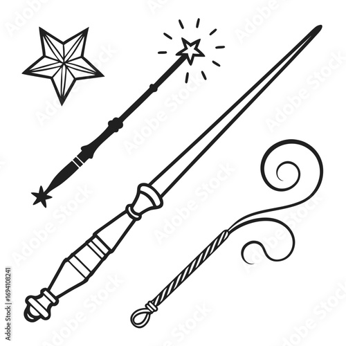 Wizard magic wand collection star swirl