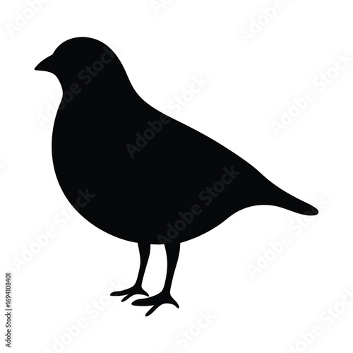 Black bird silhouette vector illustration of a small bird perching wildlife animal design element isolated on white
