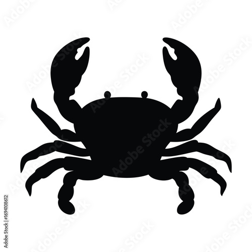 Black crab silhouette vector illustration for seafood restaurant logo design and ocean life art