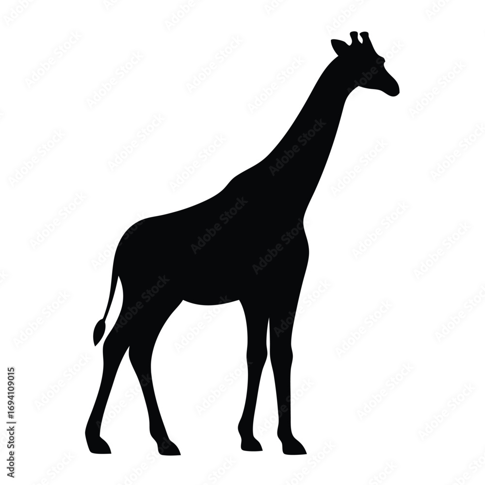 Obraz premium Giraffe silhouette vector illustration african wildlife animal safari outline zoo design tall neck mammal africa nature black and white art