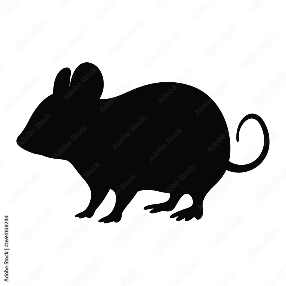 Obraz premium Black mouse silhouette vector illustration rodent animal clip art graphic design element isolated on white background