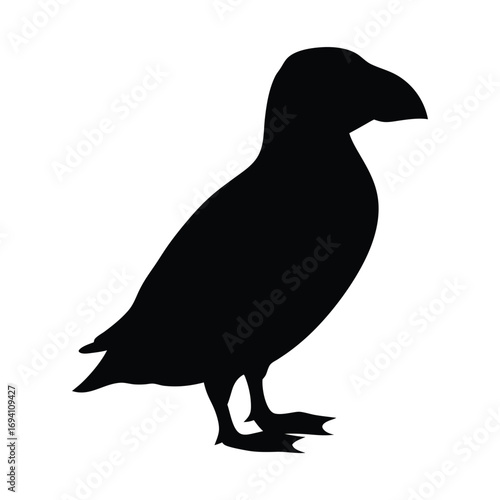 Silhouette of atlantic puffin seabird vector illustration wildlife birdwatching design element art