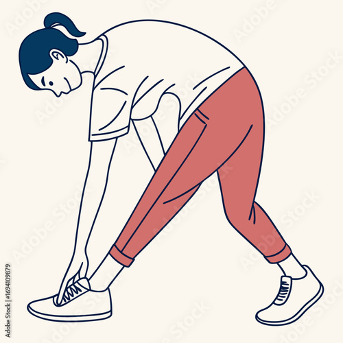 Person bending forward touching toes