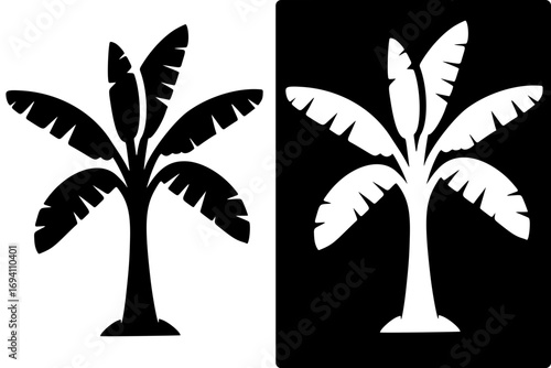 Banana trees silhouettes, with negative image