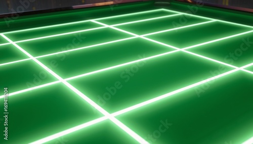 Futuristic Snooker Table with Glowing Grid Lines
