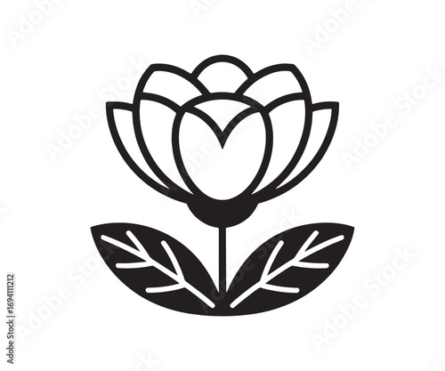 Lotus Flower in Bloom, Elegant Minimalist Floral Illustration