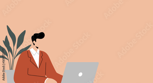 Professional man focused on his laptop, working diligently in a modern workspace. Ideal for business, technology, or remote work concepts.