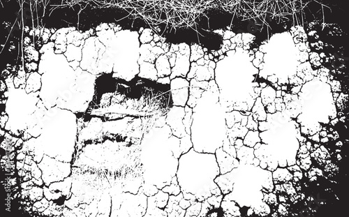 Abstract Black and White Texture Graphic Design with Cracked Surface and Random Shapes for Backgrounds and Overlays