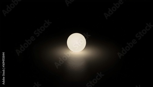 Minimalist Glowing White Cue Ball with Shadow
