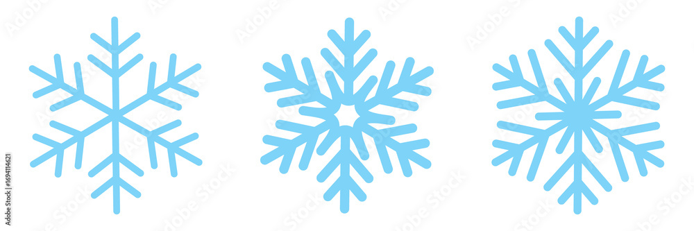 Obraz premium snowflakes icon, snow or snowflake winter symbol set vector art illustration isolated on transparent png Blue snowflake icon set isolated vector illustration. Snowflake different icons.