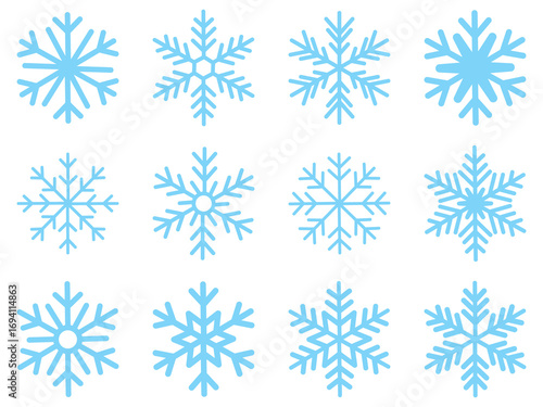 Blue snowflake icon set isolated vector illustration. snowflakes icon, snow or snowflake winter symbol set vector art illustration isolated on transparent png Snowflake different icons.