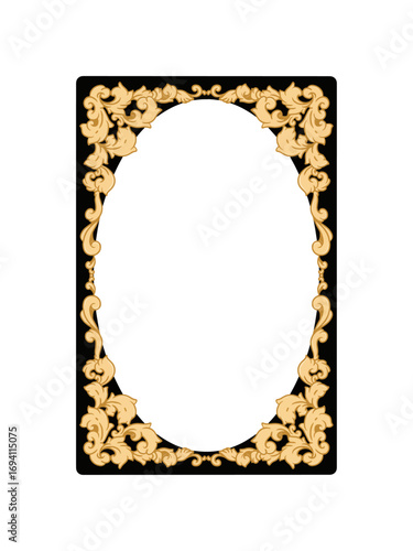 Vintage simple rectangular ornamental frame with soft gold color and black background