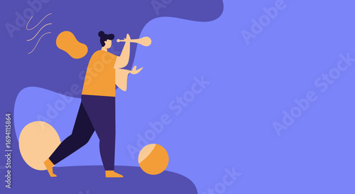 Stylized illustration of a person looking through a spyglass, symbolizing search, vision, future planning, and business opportunities. Ideal for concepts of exploration or discovery.