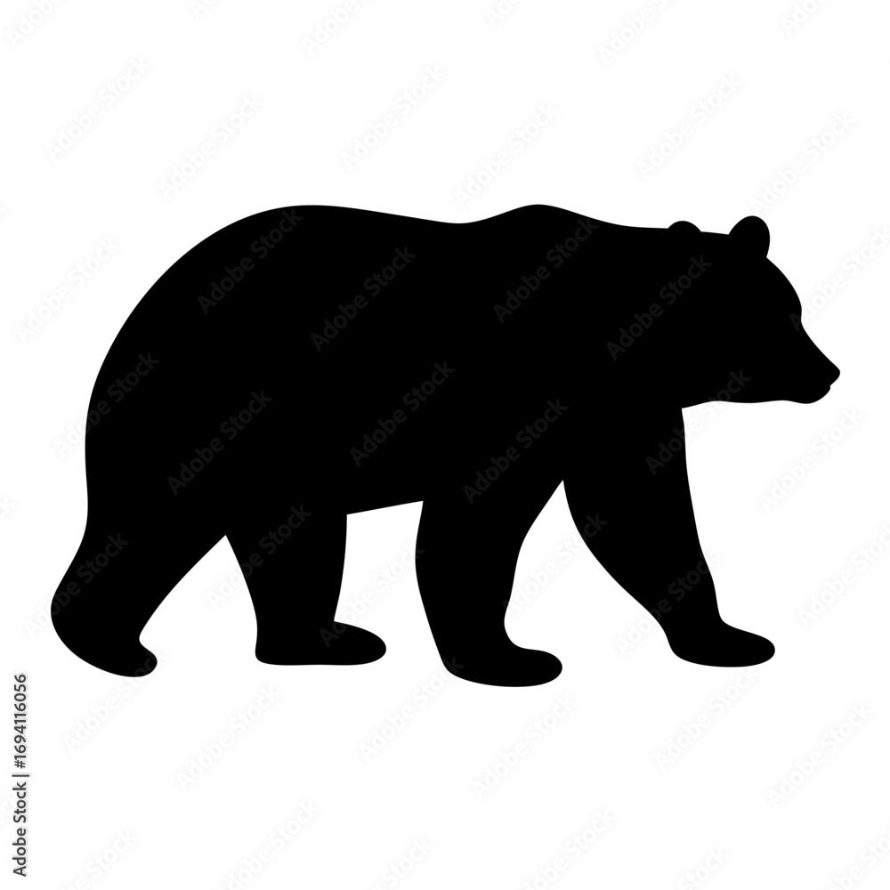Fototapeta premium Bear silhouette vector image of walking bear for wildlife animal nature and forest design projects