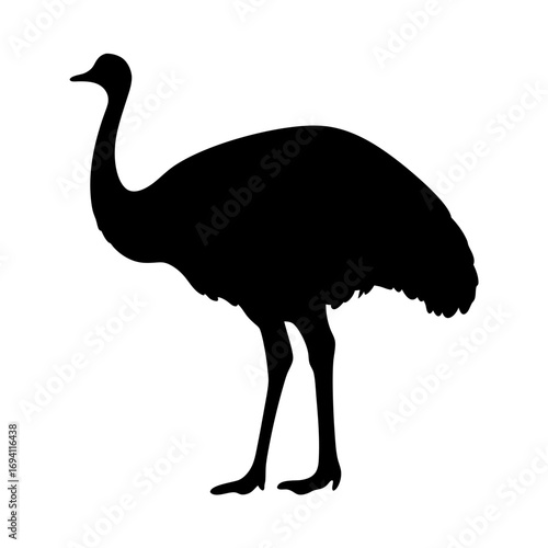 Find black emu silhouette vector art illustration for graphic design projects and templates usage