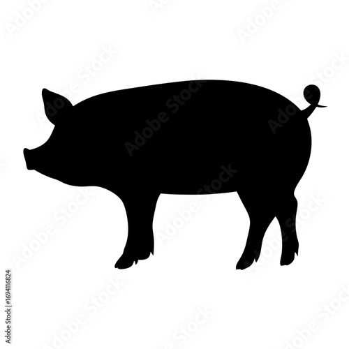 Pig silhouette vector illustration for farm animals livestock and pork meat design projects and crafts