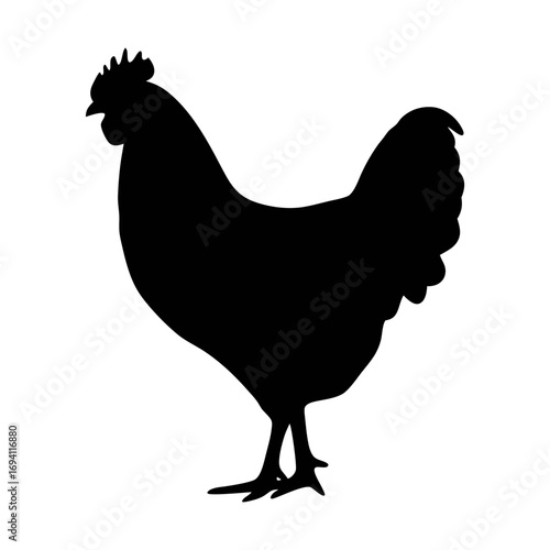 Chicken silhouette vector illustration of farm animal poultry fowl hen rooster isolated design