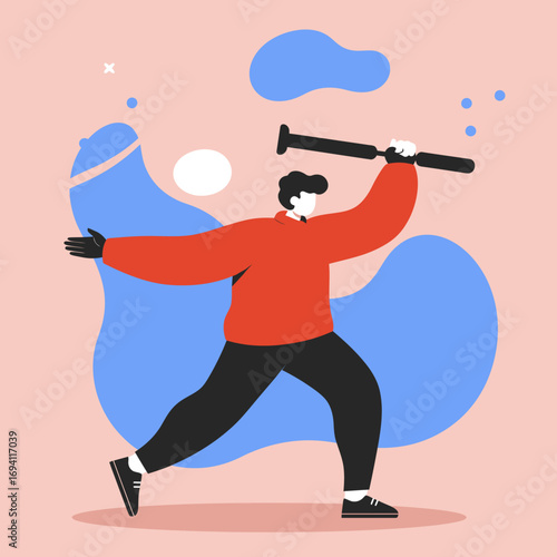 Minimalist illustration of a person looking forward with a long object, symbolizing vision, strategic planning, and future opportunities. Perfect for business and innovation concepts.