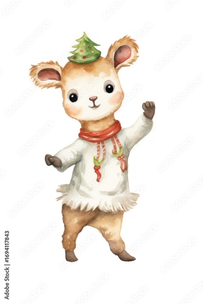 Naklejka premium Christmas animal dancing figurine cartoon cute.