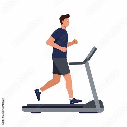 Fit man jogging on treadmill for indoor cardio workout and healthy lifestyle