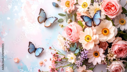Delicate floral arrangement with butterflies