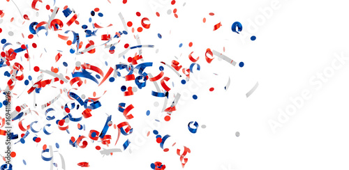 Wallpaper Mural Festive confetti background with red, white, and blue ribbons and dots, perfect for celebratory designs. Torontodigital.ca