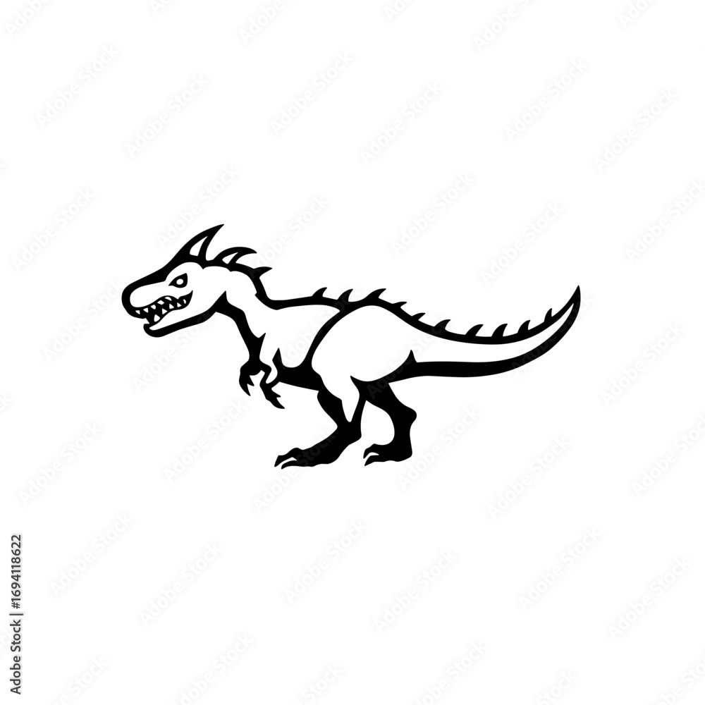 Fototapeta premium Carnotaurus. Carnotaurus simple black and white line art vector logo