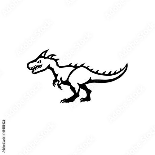 Carnotaurus. Carnotaurus simple black and white line art vector logo