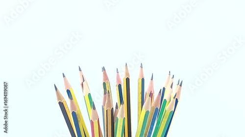 pencil rotation on isolated white background