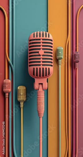 Retro microphone with colorful wires