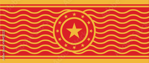 Full red moon shining with golden star pattern in abstract background