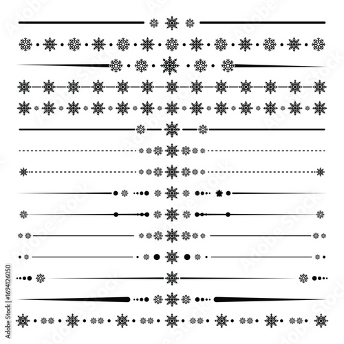 Snowflake Line Divider Vector Illustration