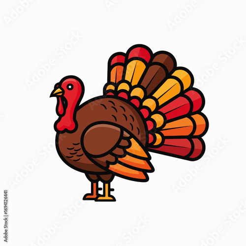 Happy Thanksgiving Greeting Card Featuring a Cartoon Turkey Illustration