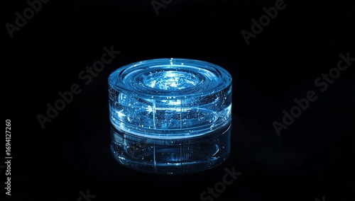 Crystal Hockey Puck with Glowing Liquid
