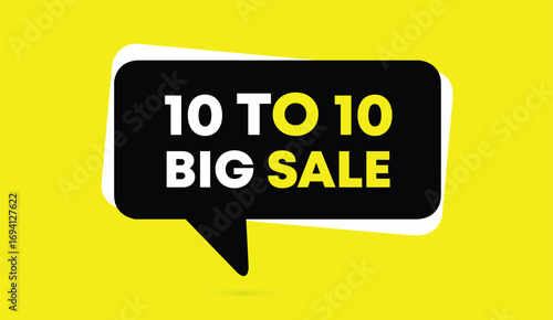 10 to 10 big sale editable web banner vector art illustration template design black white shapes yellow abstract background business editable vector banner art sale template illustration design