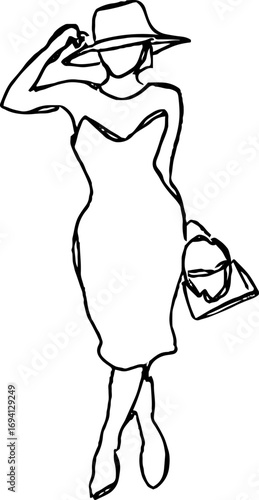 Minimalist line art collection of fashion portraits for stylish design concepts