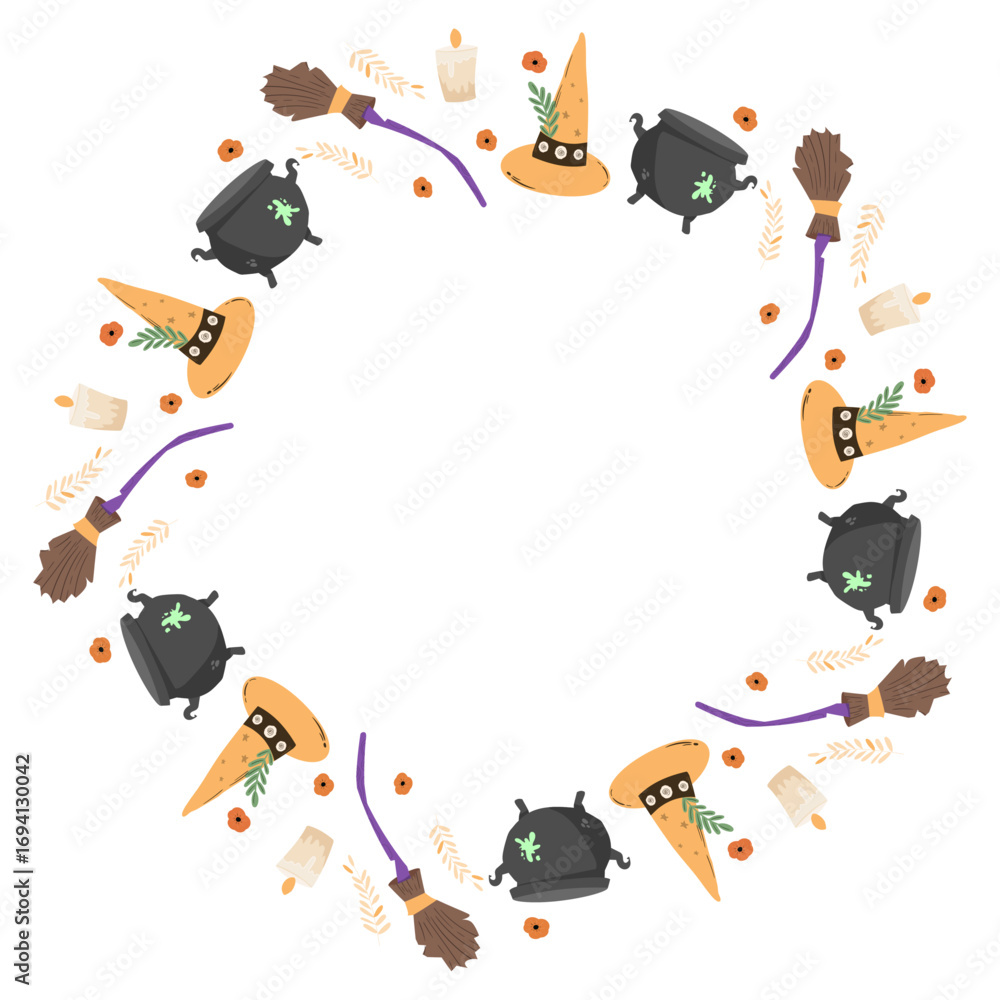 Obraz premium Halloween frame isolated white background orange