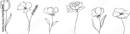Minimalist line art collection featuring women's hairstyles for bohemian aesthetic designs