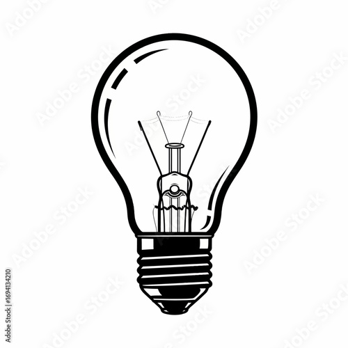 Outline of a standard lightbulb Simple graphic illustration of an idea symbol, perfect for educational content and design