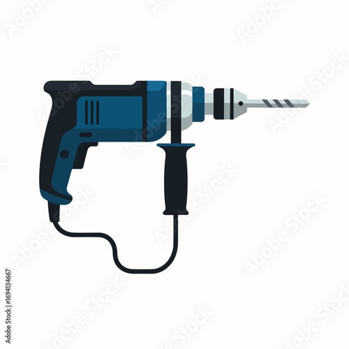 Powerful Blue Corded Electric Hammer Drill for Heavy Duty Construction and DIY Projects