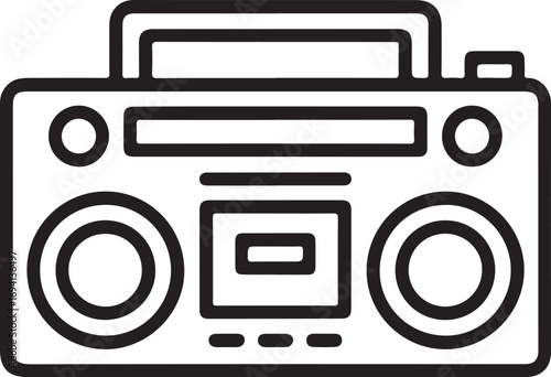 Retro boombox icon outline for music and audio entertainment