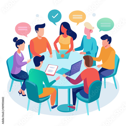 Diverse group of people in a supportive meeting illustration