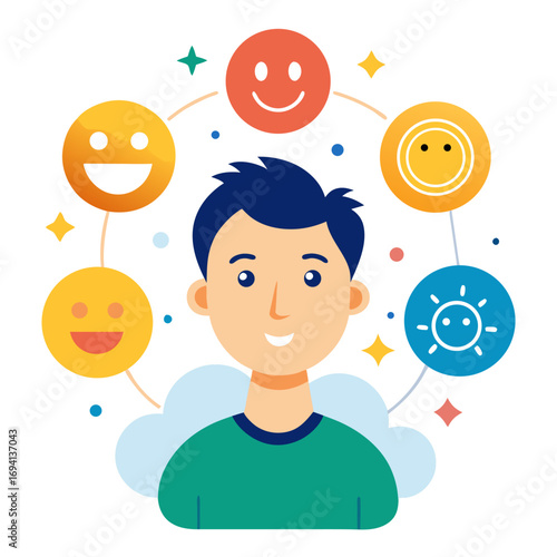 Positive affirmations concept with smiling faces and uplifting messages