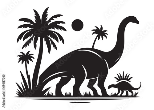 brachiosaurus logo silhouette vector, brontosaurus silhouette vector logo illustration, silhouette of a brachiosaurus dinosaur, animal wildlife brontosaurus logo silhouettes vector on white background