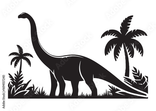 brachiosaurus logo silhouette vector, brontosaurus silhouette vector logo illustration, silhouette of a brachiosaurus dinosaur, animal wildlife brontosaurus logo silhouettes vector on white background