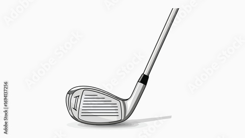 Illustration of a Golf Club with Metal Head for Sporting Activities and Recreational Games