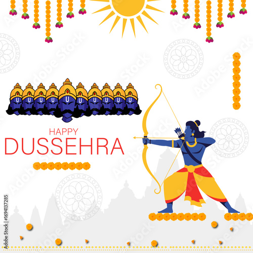 War of Lord Rama and Ravana Happy Dussehra 2025, Navratri and Durga Puja festival of India