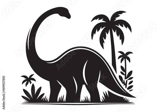 brachiosaurus logo silhouette vector, brontosaurus silhouette vector logo illustration, silhouette of a brachiosaurus dinosaur, animal wildlife brontosaurus logo silhouettes vector on white background